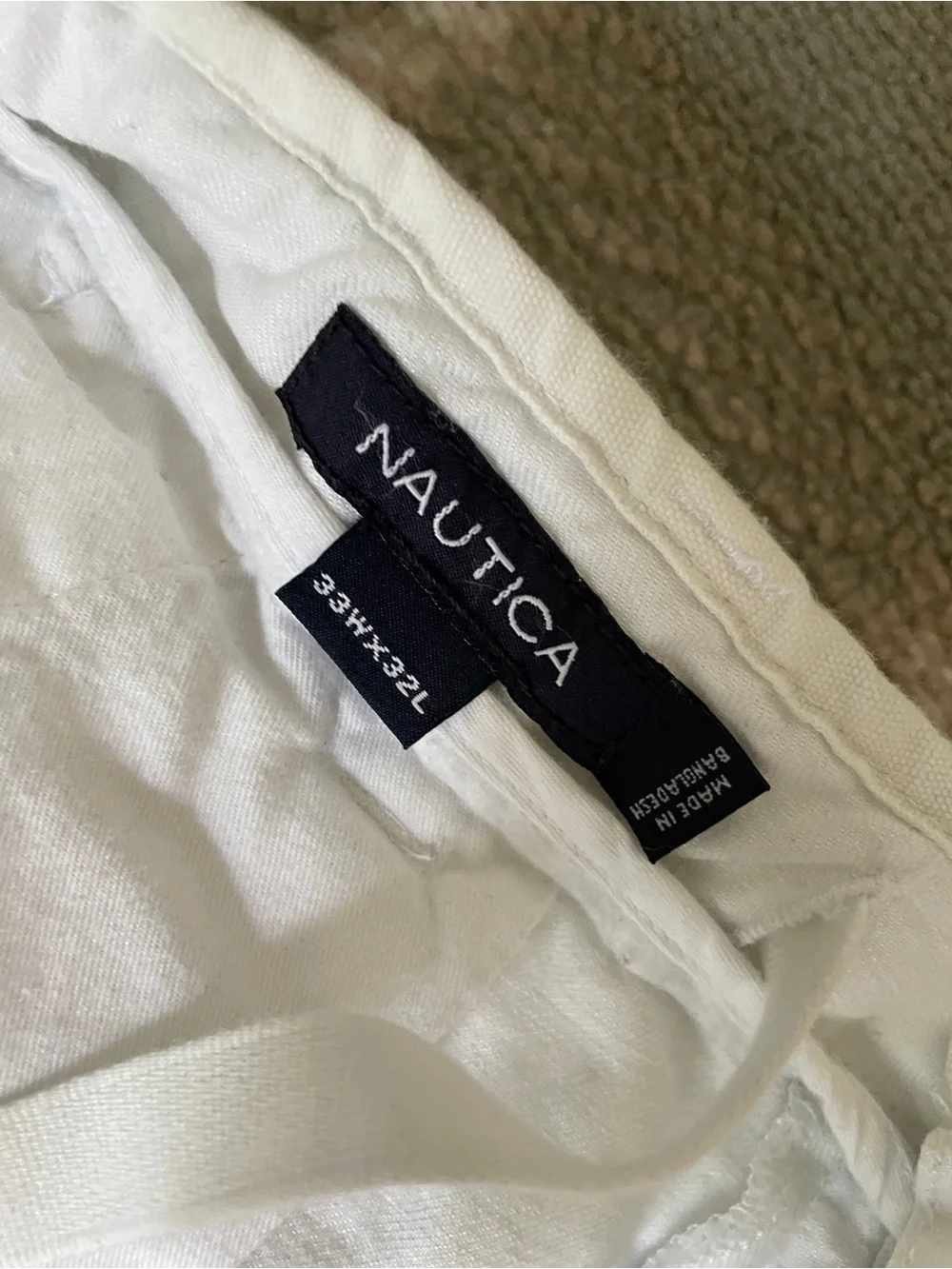 Nautica linen cotton blend white straight leg pants 33W 32L